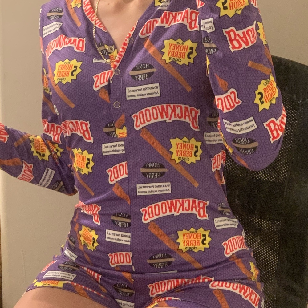 Purple Backwoods Honey Bear Sleepwear Romper / One Piece